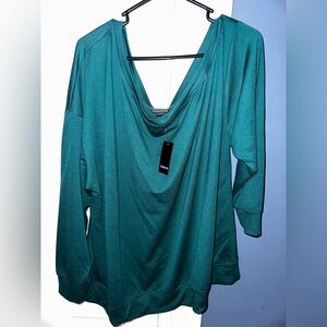 Torrid dark green off the shoulder sweatshirt